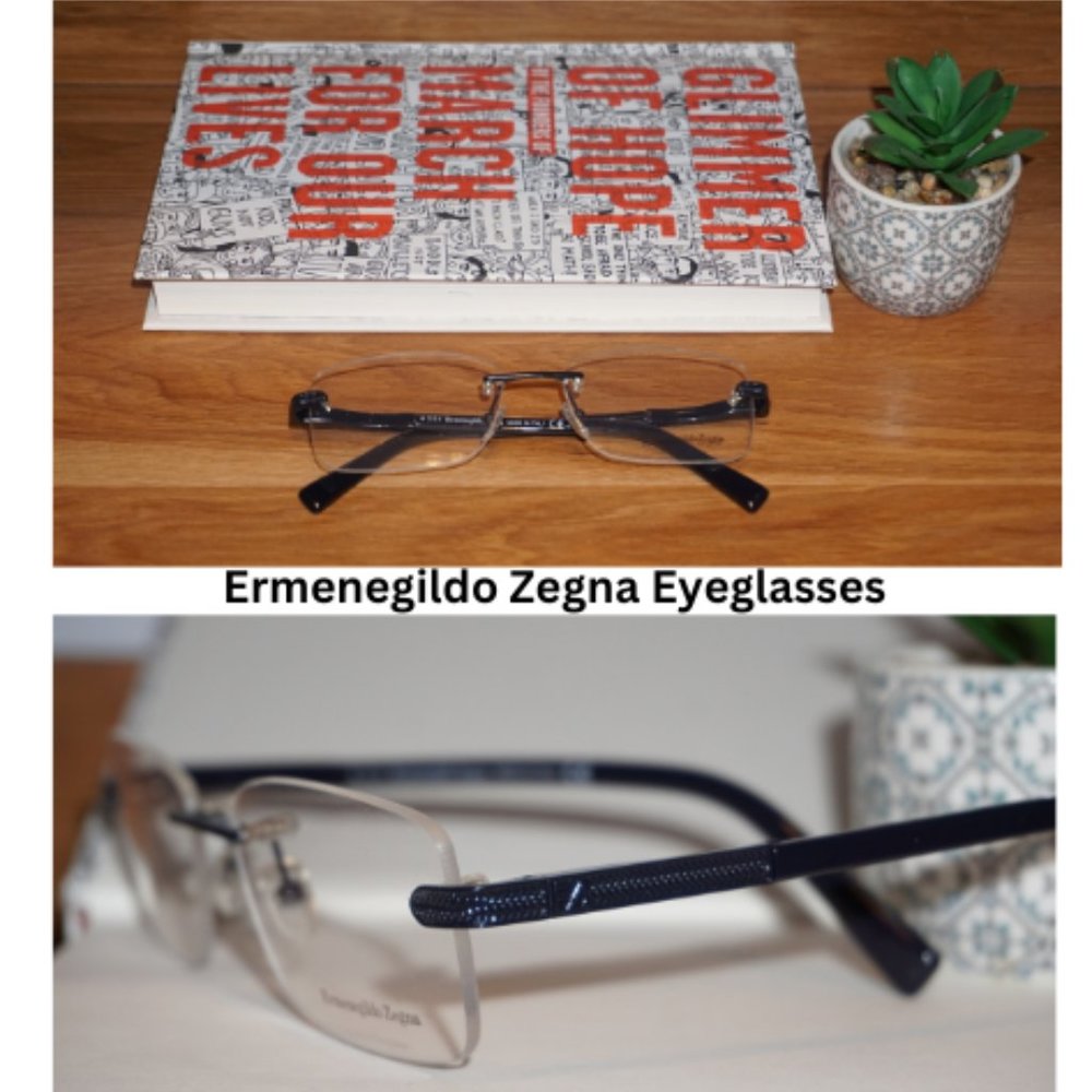 New Rimless Ermenegildo Zegna Men's Eyeglasses Black